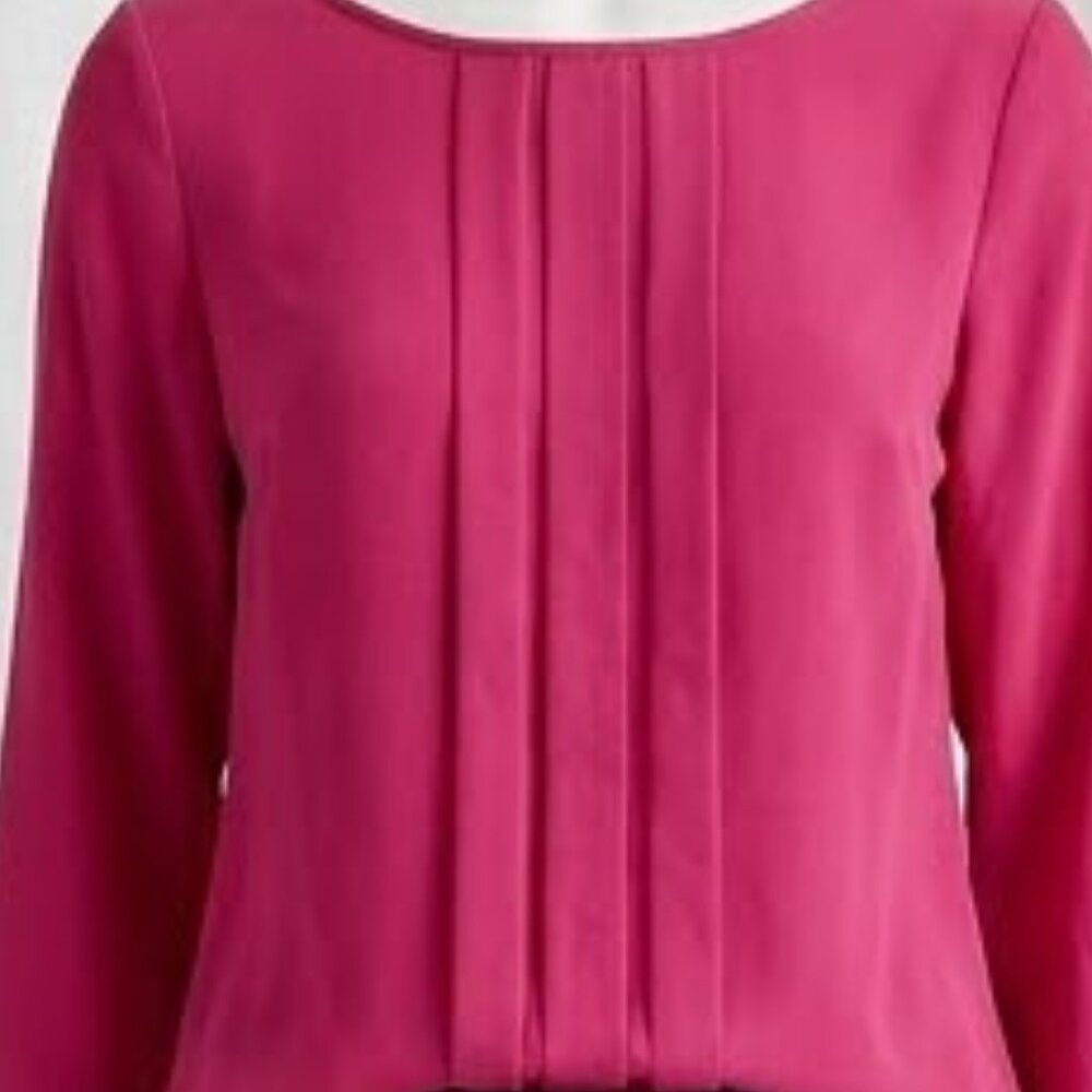 NWT Loft Pleated Magenta Workwear Blouse Women Size L - Picture 5 of 14